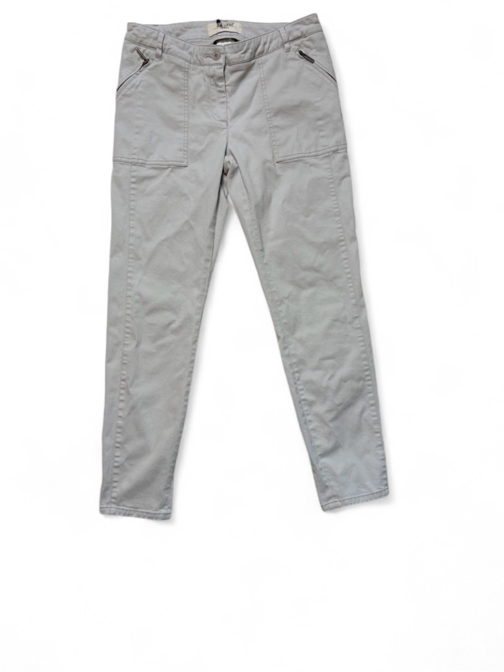 Weekend Max Mara Skinny Utility Pants Size 8 Gray Zipper Pocket Chinos